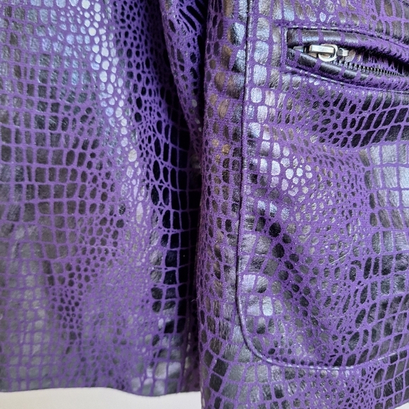 Plus Sz3X Purple Elemenz Jacket Faux Croc Zip Front/Pockets Brand New With Tags - Picture 5 of 10